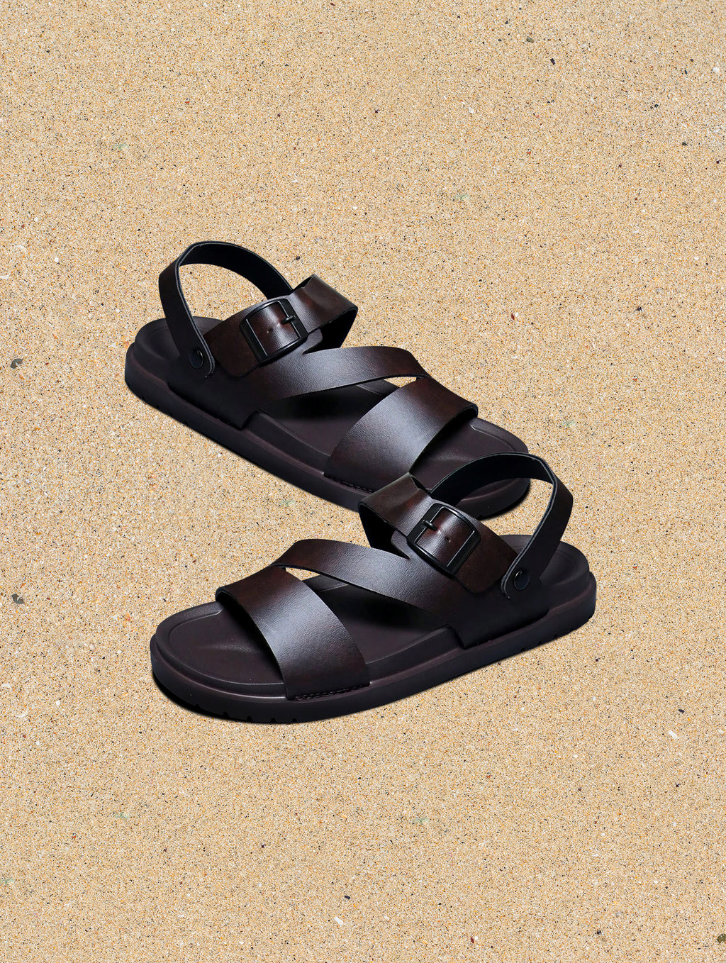 Men¡¯s Brown PU Dual-Use Sandals