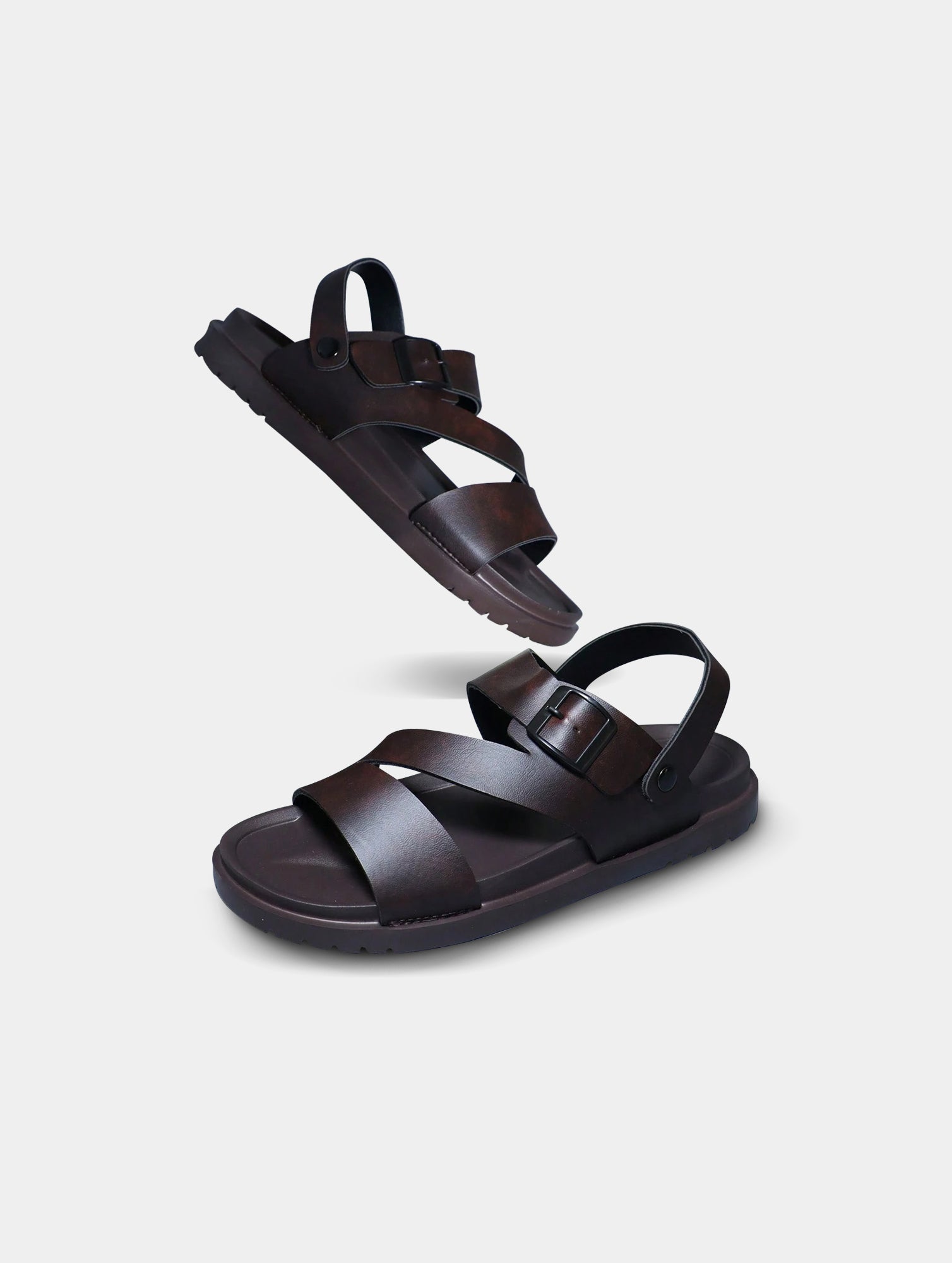 Men¡¯s Brown PU Dual-Use Sandals