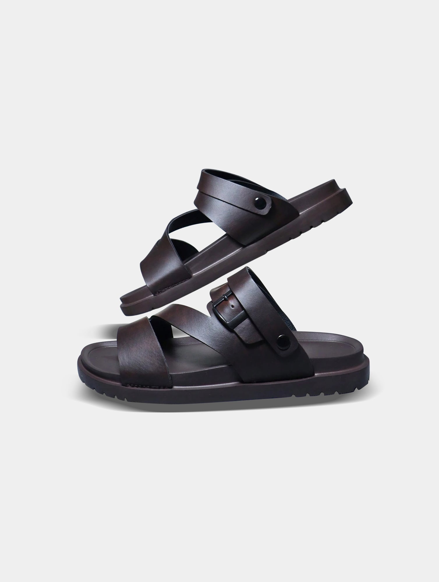 Men¡¯s Brown PU Dual-Use Sandals